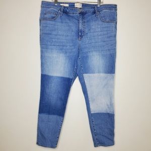 🆕️ Universal Thread High Rise Skinny Jeans Patchwork Size 22W Light Blue Wash